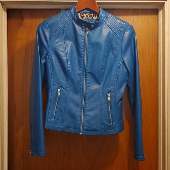 Electric Blue Moto Jacket Black Rivet 